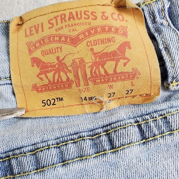 Levis 502 Jeans Womens 14 Reg W27xL27 Blue Taper Straight Leg Denim - Picture 9 of 10